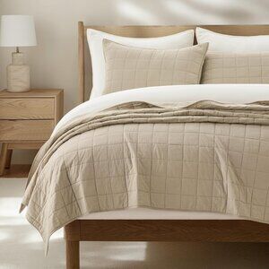 100% Cotton Box Stitch Quilt Bedding Set King Size 3 Pieces